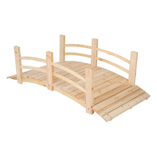 5-Ft Cedar Wood Garden Bridge with Railings in Natural Finish-0