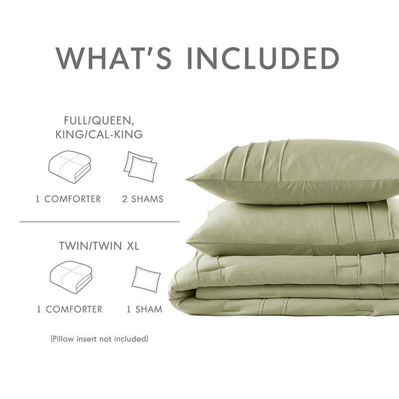 Twin/Twin XL Microfiber Pleated Lightweight Soft Comforter Set in Sage Green-4