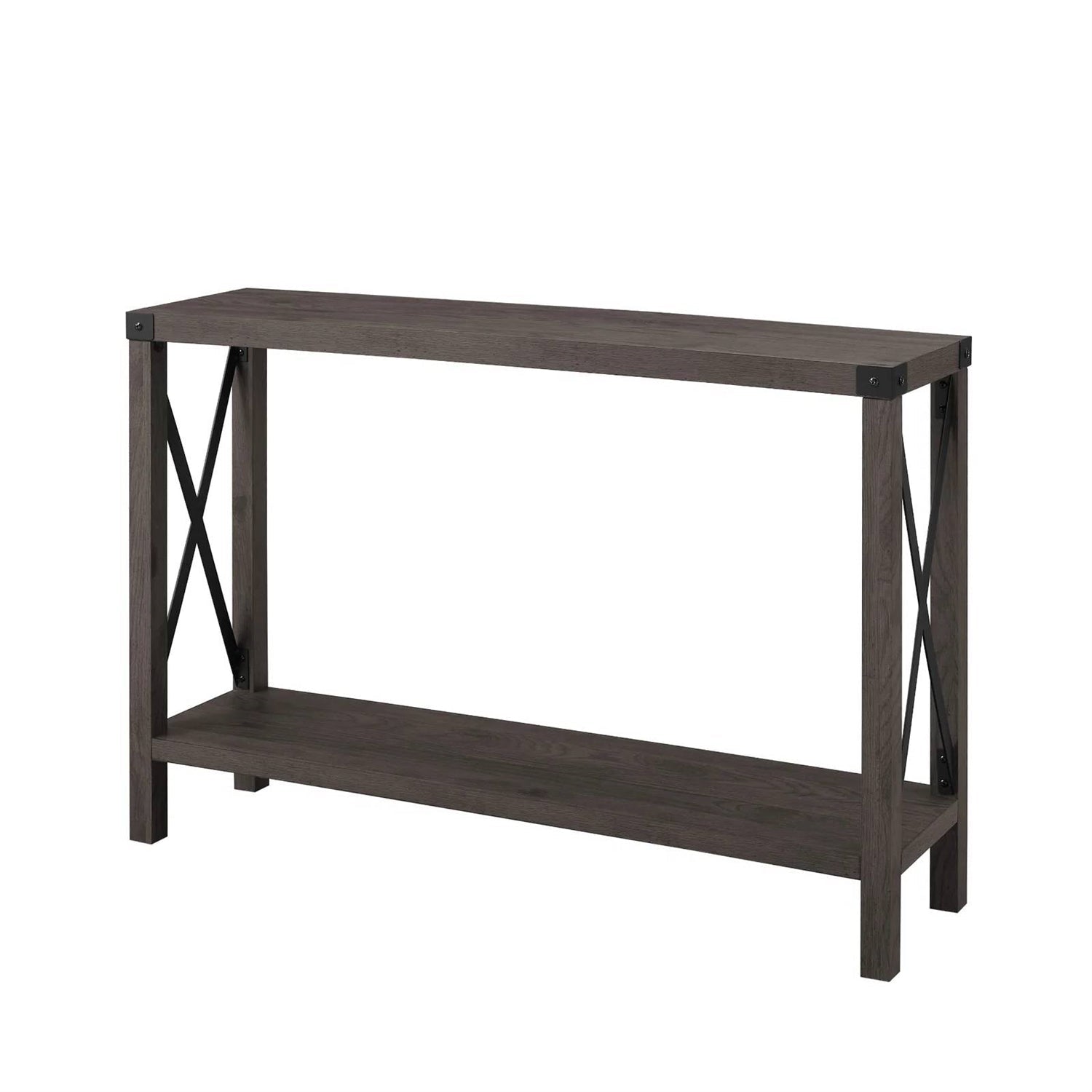 Industrial Farmhouse Entryway Table / Sofa Table in Brown Grey Wood Finish-2