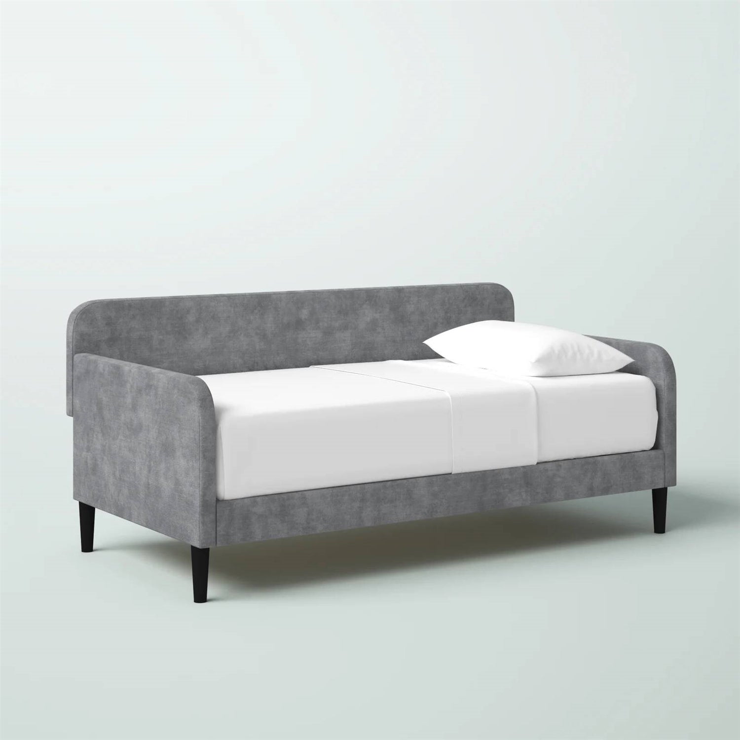 Twin size Modern Grey Silver Velvet Upholstered Daybed-1