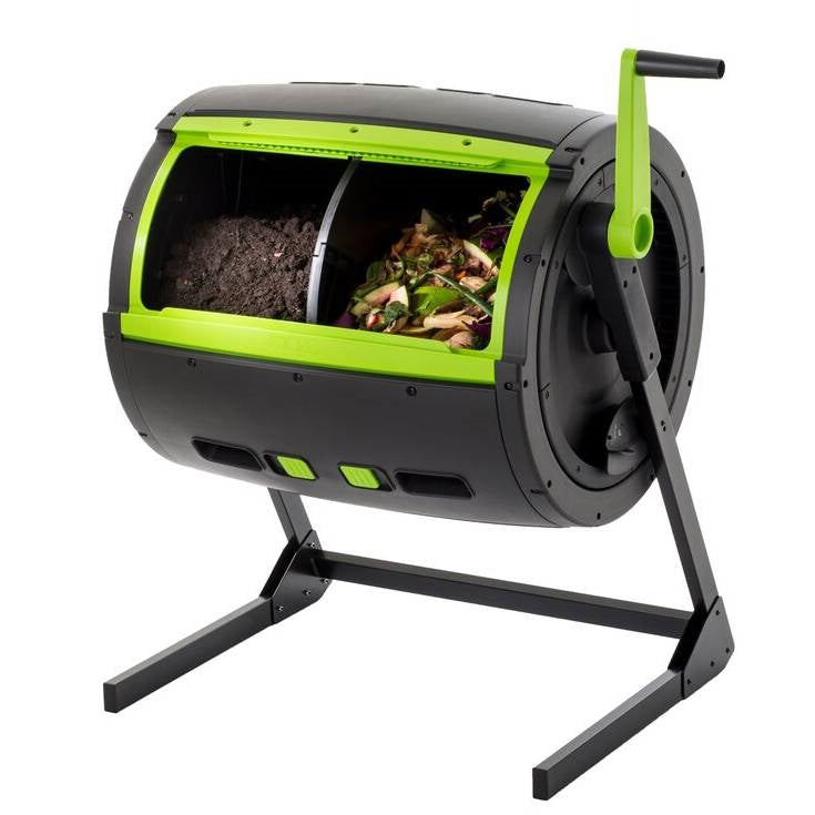 Rotating 65-Gallon Compost Bin Tumbler with 2 Compartments-0