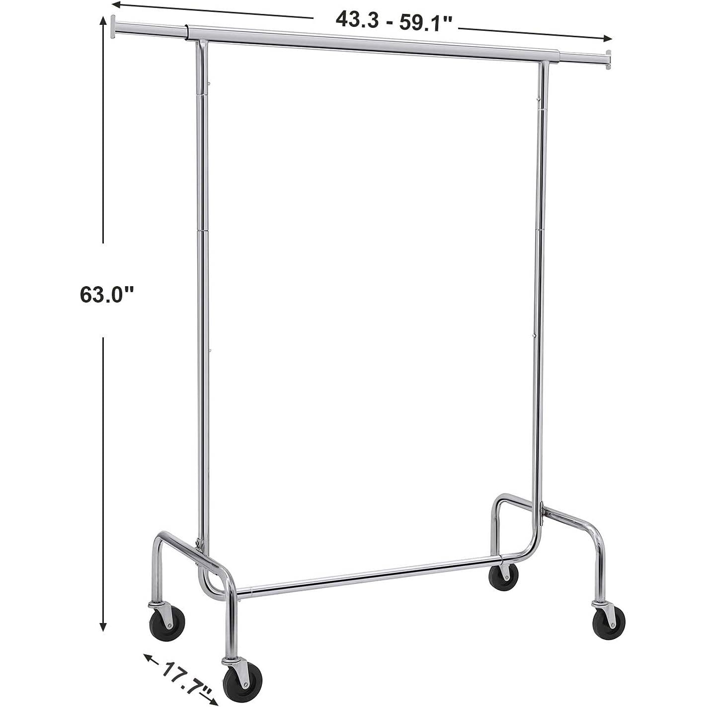 Heavy Duty Metal Tube Clothes Garment Rack on Wheels with 286 lb. Capacity-4