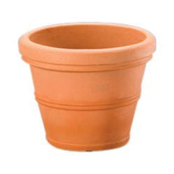 Weathered Terracotta 12-inch Diameter Round Planter in Poly Resin-0