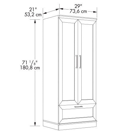 Dark Brown Wood Wardrobe Cabinet Armoire with Garment Rod-3