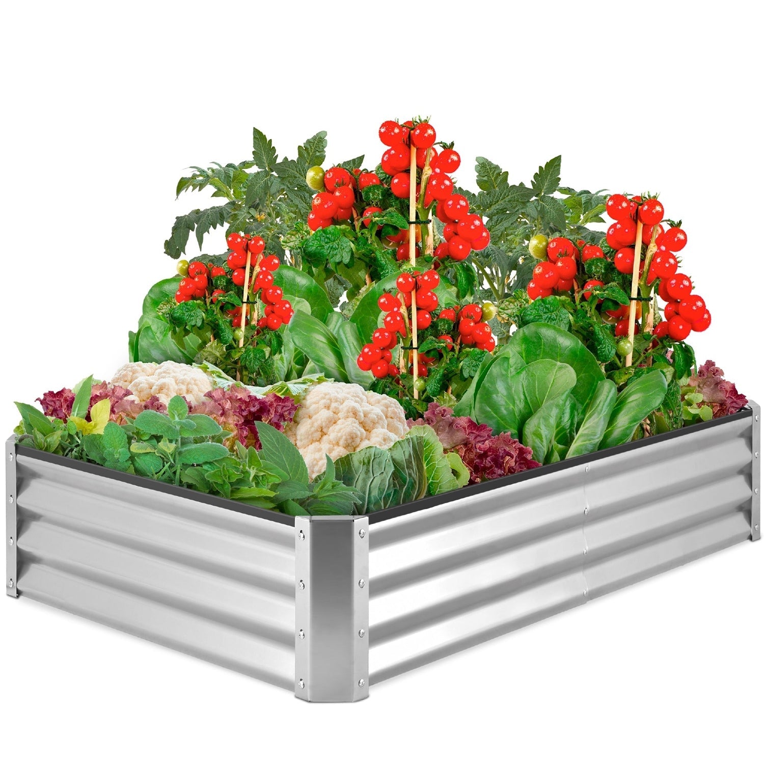 Silver 6 ft x 3 ft Steel Rust Resistant Open Bottom Raised Garden Planter Bed-0