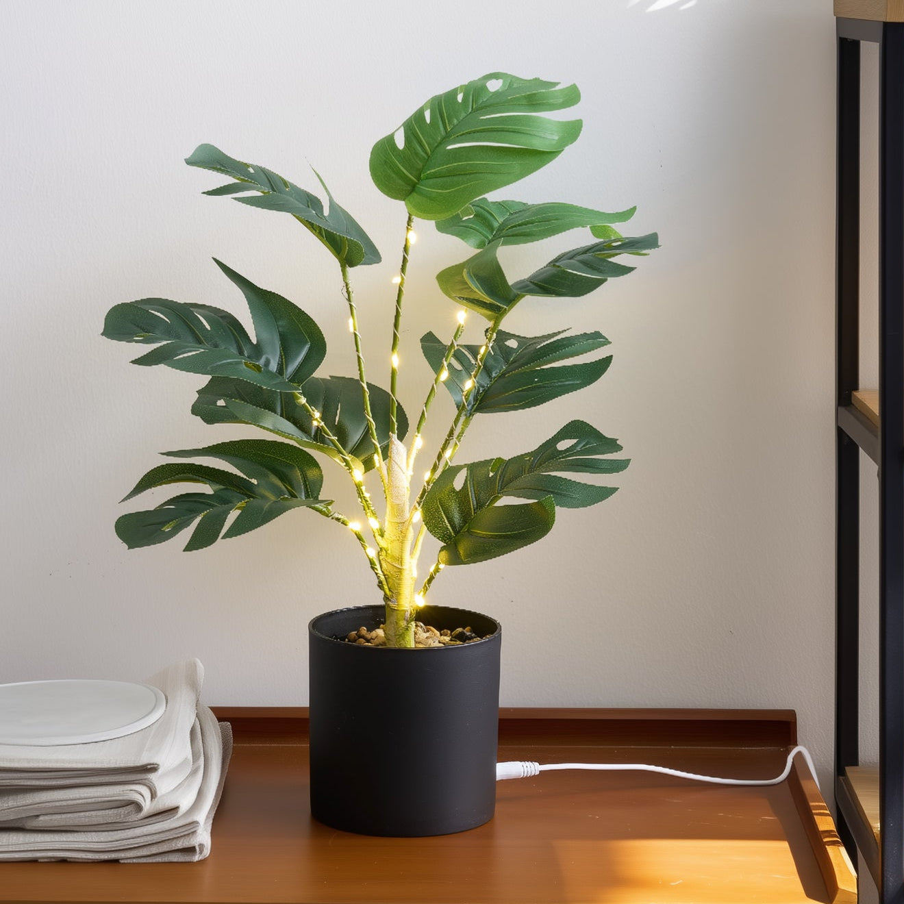 Simulation Monstera with Fairy light-3