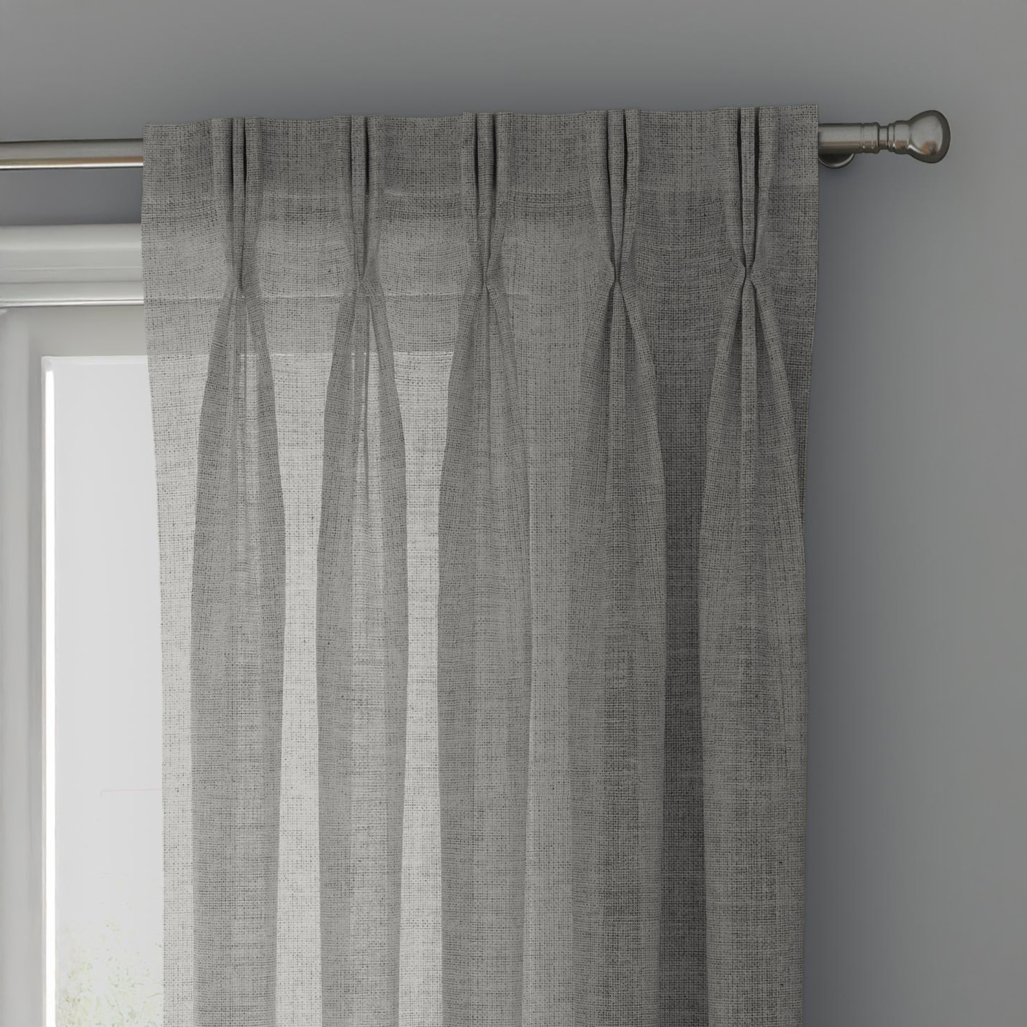 Light Grey Linen Sheer Curtains - Triple Pinch Pleat - Made to Measure-0