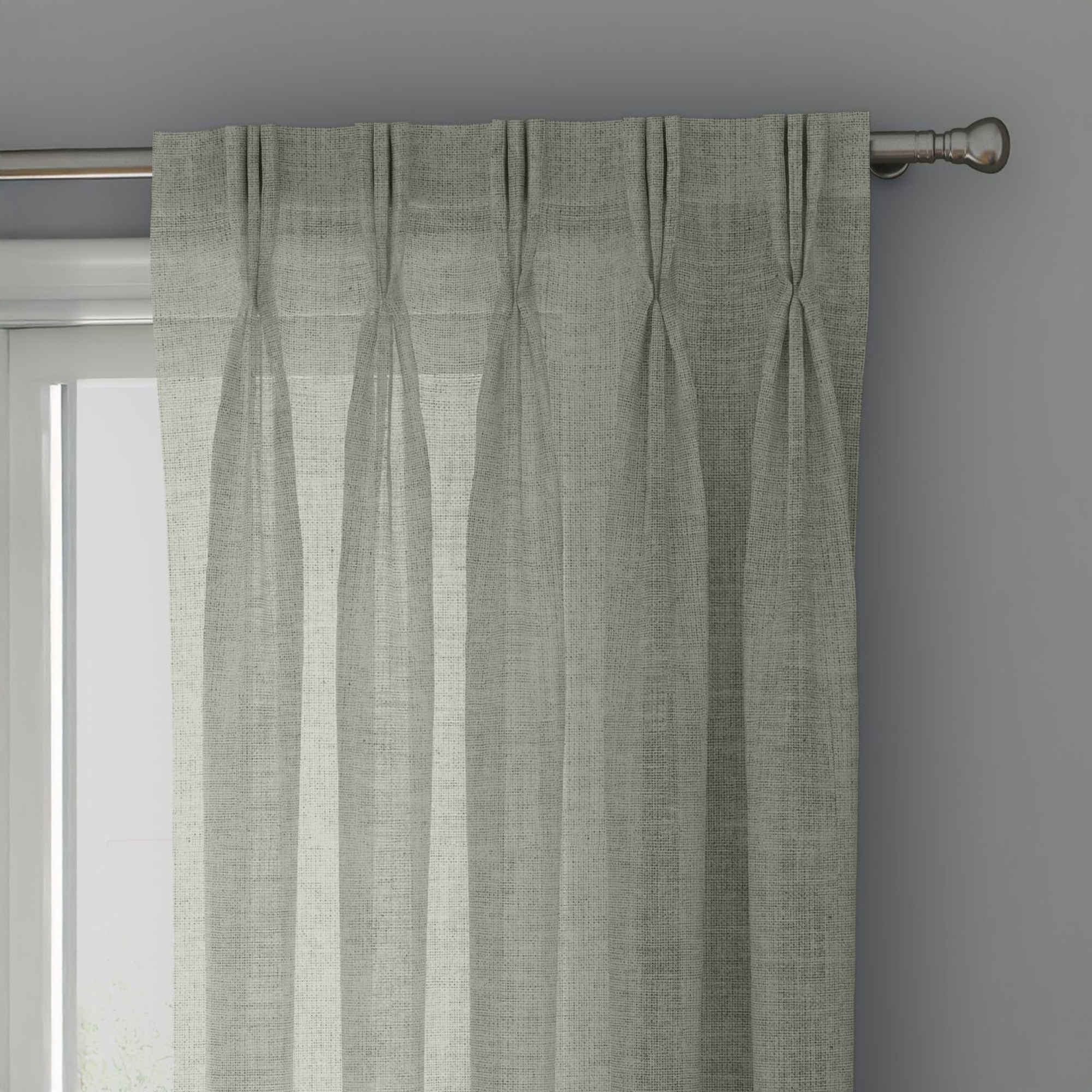 Ivory Linen Sheer Curtains - Triple Pinch Pleat - Standard Sizes & Made to Measure-0