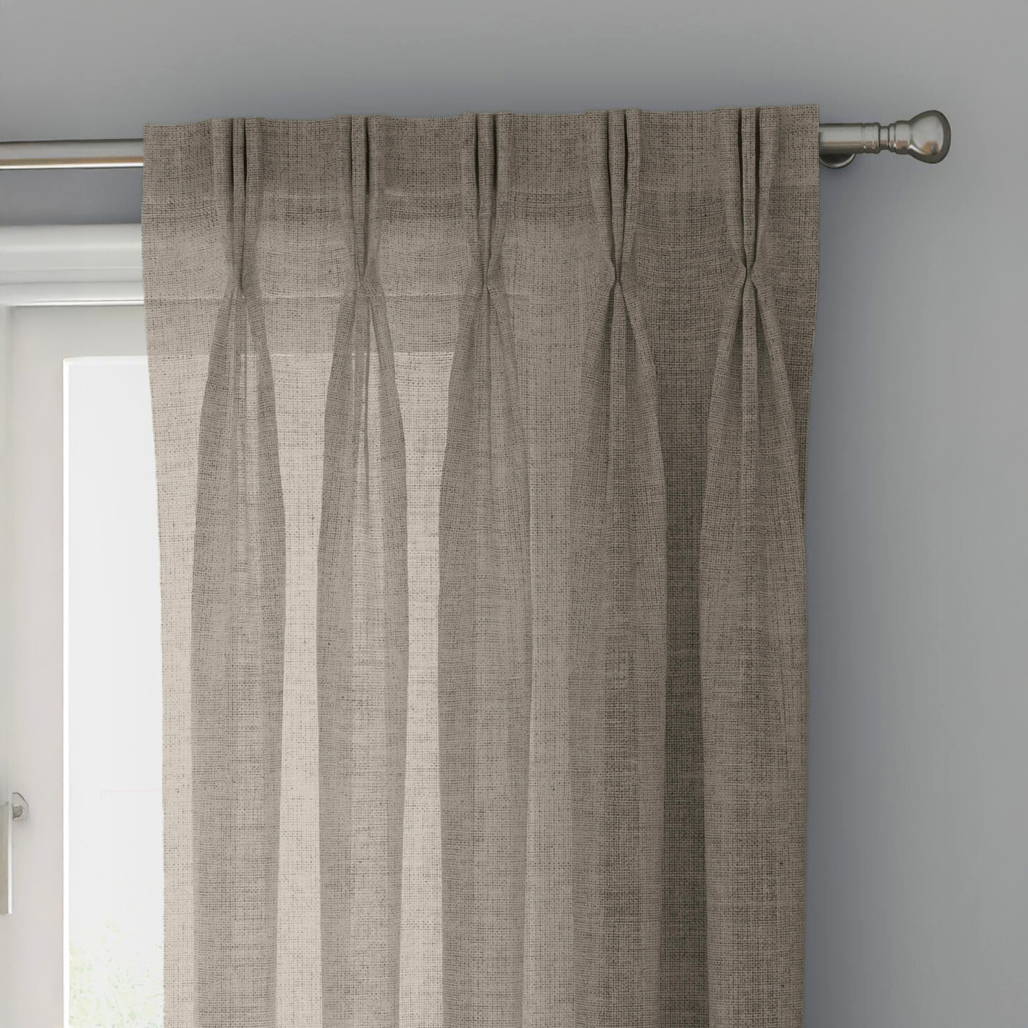 Taupe Linen Sheer Curtains - Triple Pinch Pleat - Made to Measure-0
