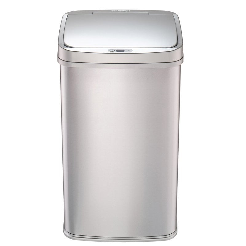 Silver 13-Gallon Stainless Steel Kitchen Trash Can with Motion Sensor Lid-1