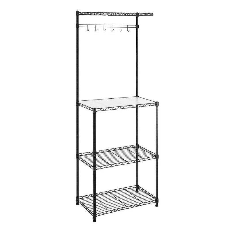 Heavy Duty Black Metal Kitchen Dining Bakers Rack Microwave Stand Plant Stand-3