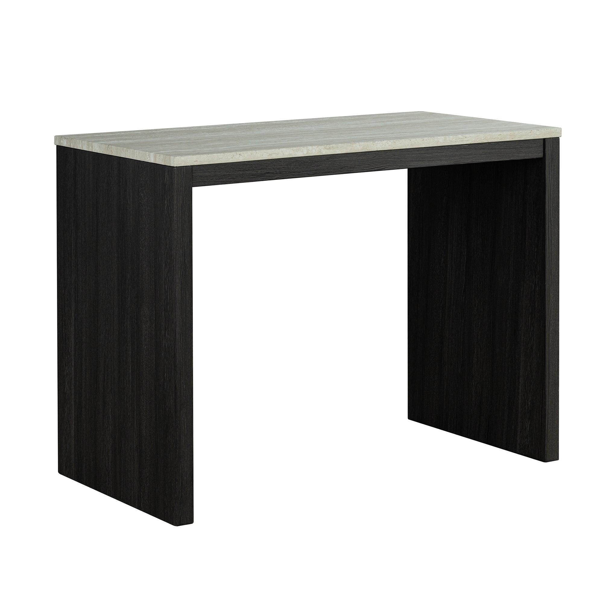 48" Modern Breakfast 1 Dining Table Set with 2 Stools for Apartment, Travertine Table Top