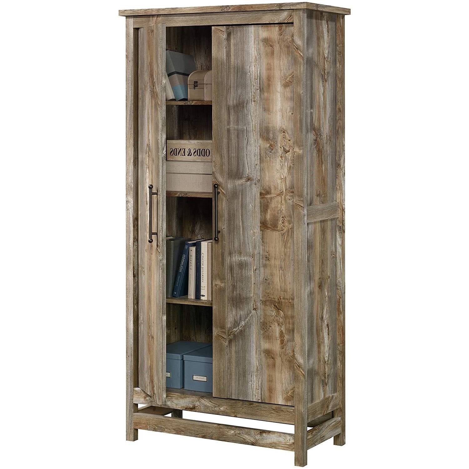 Farmhouse Storage Cabinet Wardrobe Armoire in Rustic Wood Finish-0