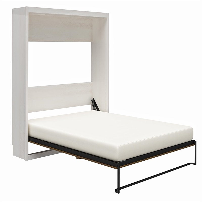 Full size Murphy Bed Space Saving Wall Bed Frame in Ivory Oak Finish-4