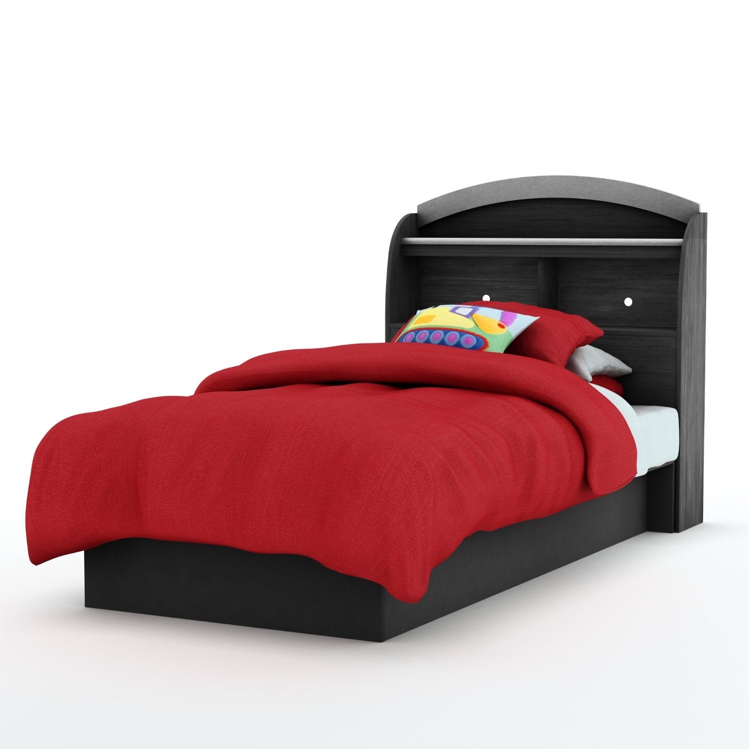 Twin size Platform Bed Frame in Black Wood Finish-2