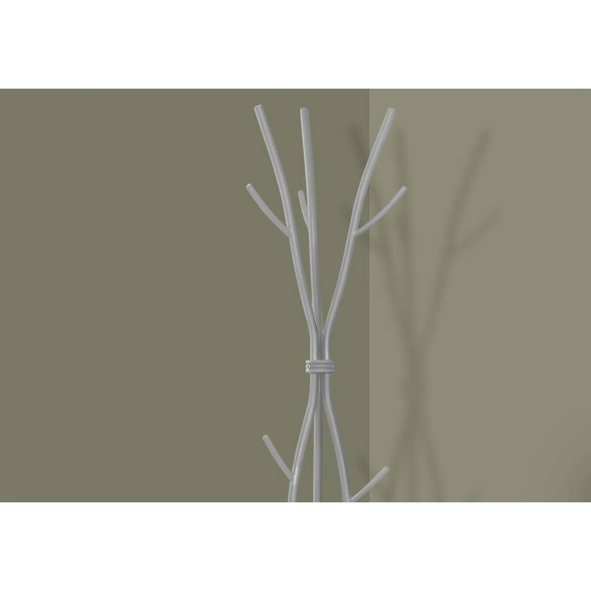 74-inch Freestanding Silver Metal Coat Rack Entryway Hall Tree Umbrella Stand-2