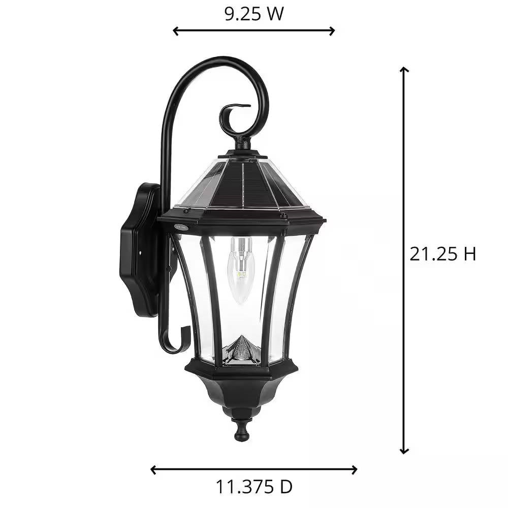 Outdoor Farmhouse Solar Wall Light in Black Finish - 150 Lumens-2