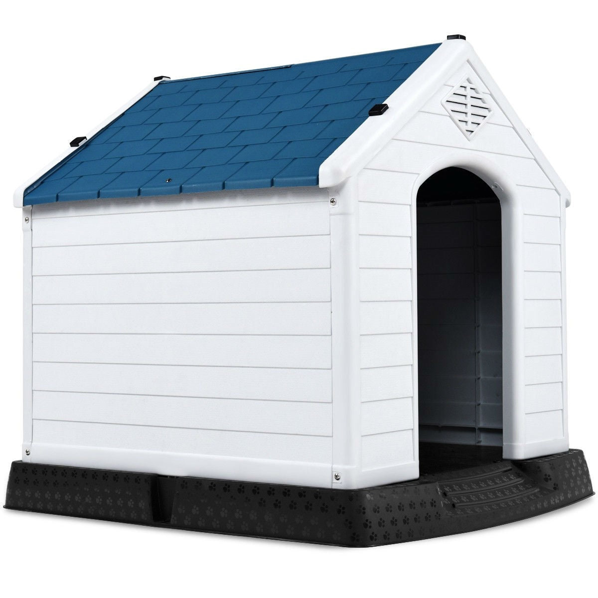 Small Outdoor Heavy Duty Blue and White Plastic Dog House-0