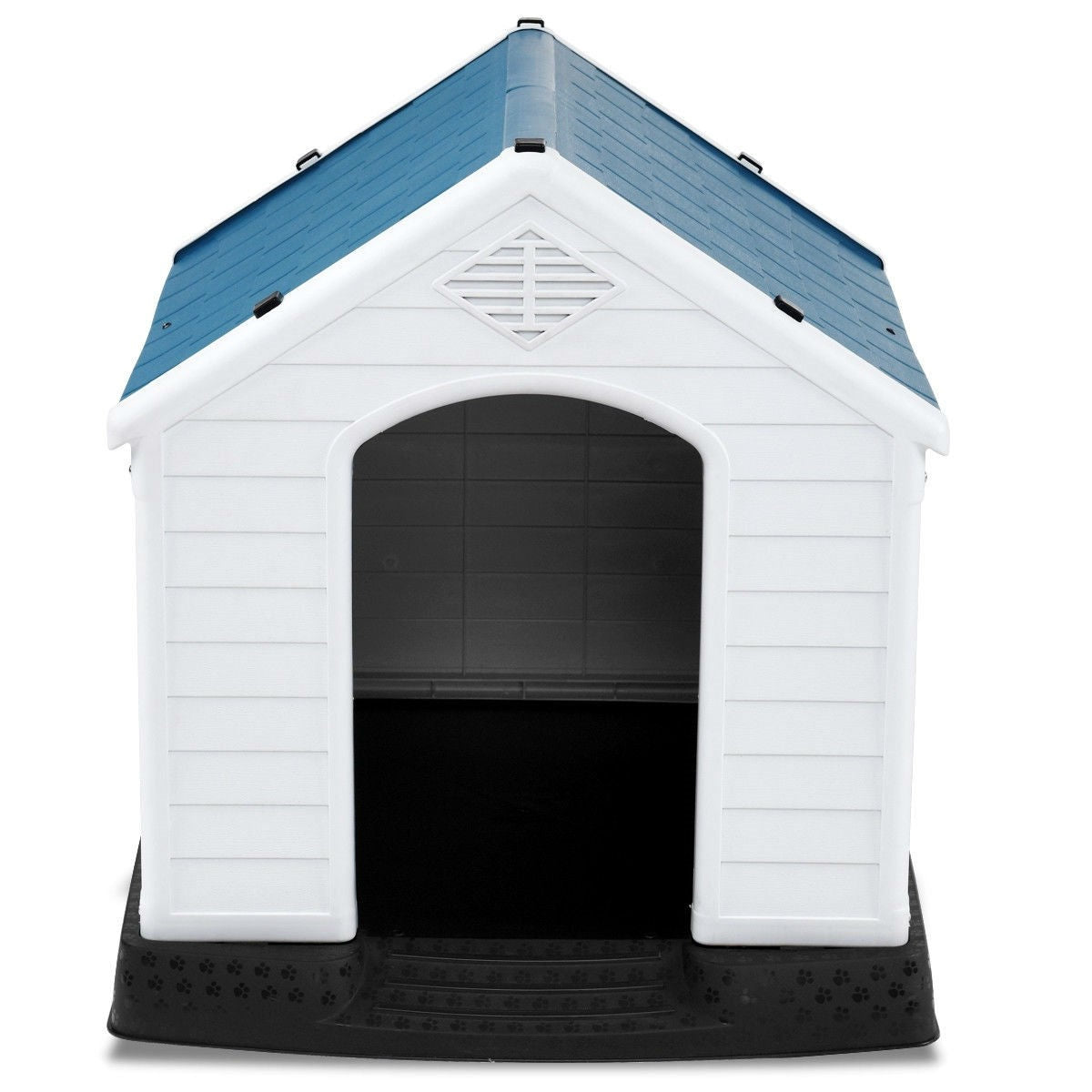 Small Outdoor Heavy Duty Blue and White Plastic Dog House-1