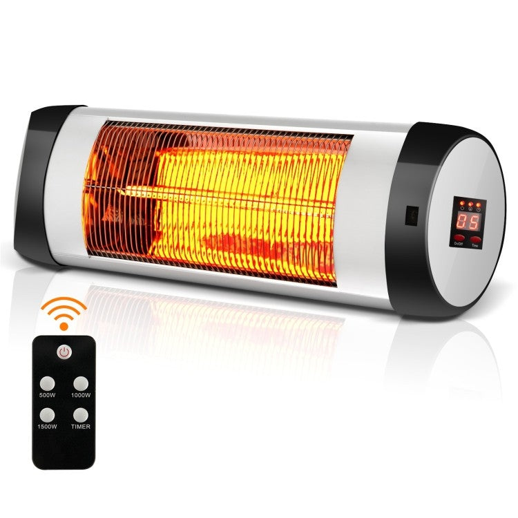 1,500 Watt 3 Mode Wall-Mounted Electric Infrared Heater with Remote Control-0