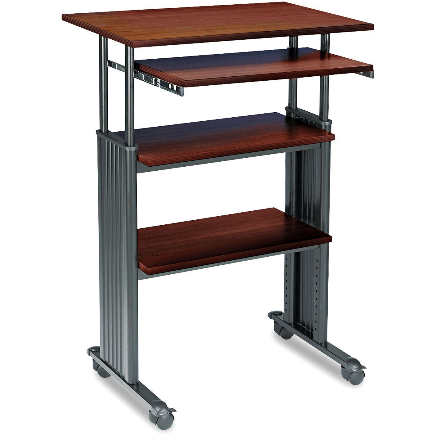 Adjustable Height Stand Up Computer Desk Workstation in Cherry-0