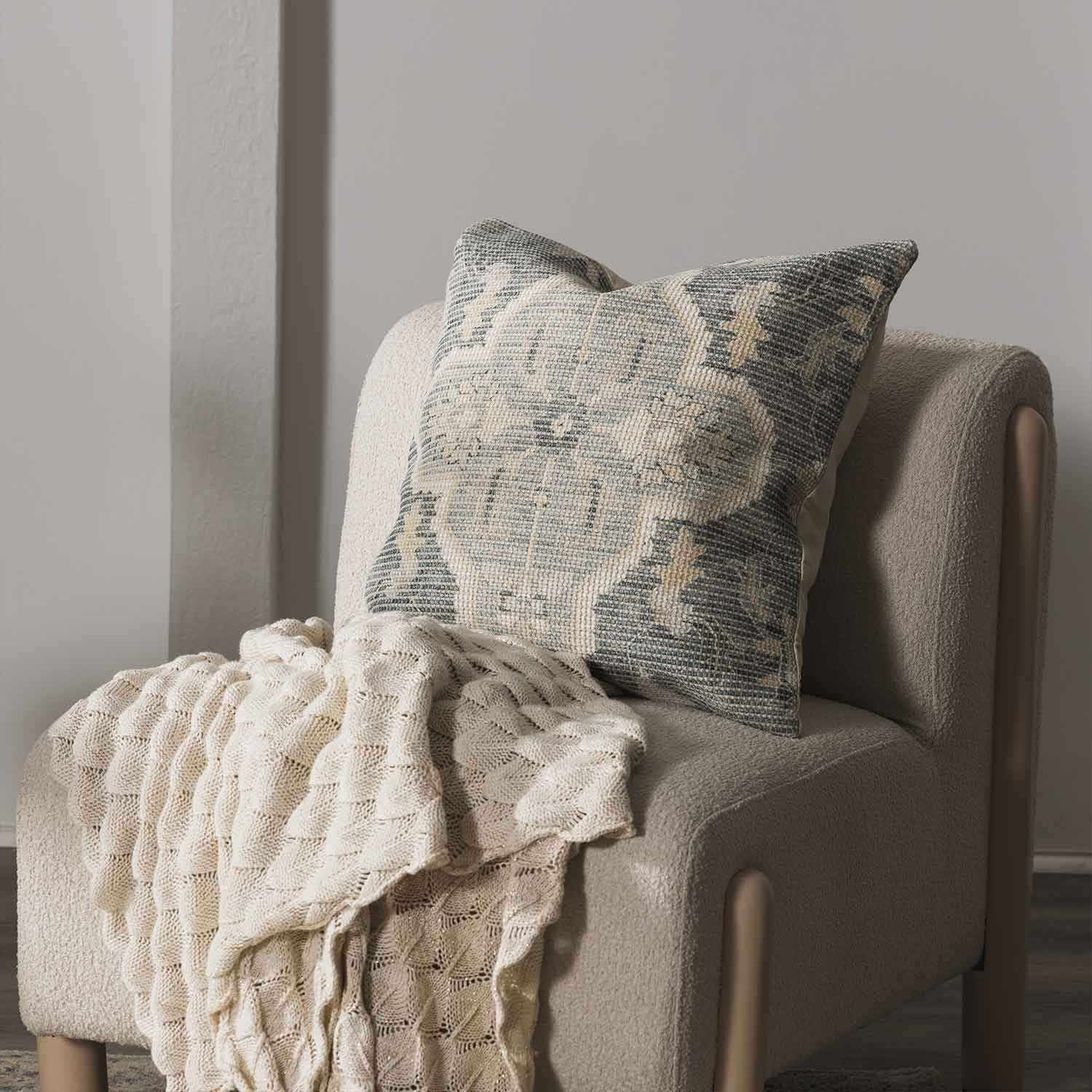 Bigaa Teal Medallion Throw Pillow-0