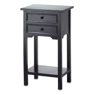 Set of 2 Nightstand Side Tables / End Table in Black Finish Pine Wood-1