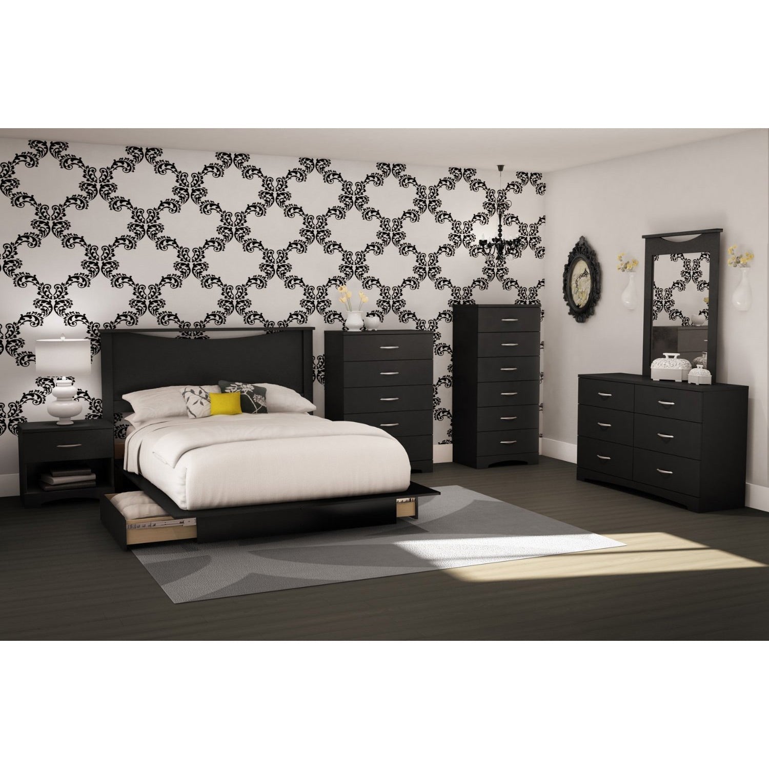 Black 6-Drawer Lingerie Chest for Contemporary Bedroom-2