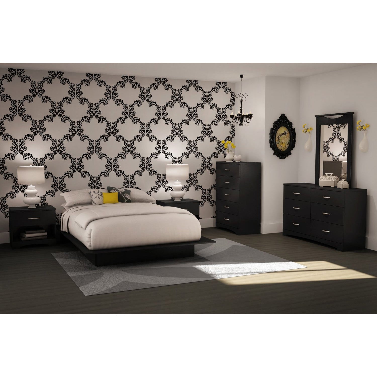 6-Drawer Dresser for Contemporary Bedroom in Black Finish-2