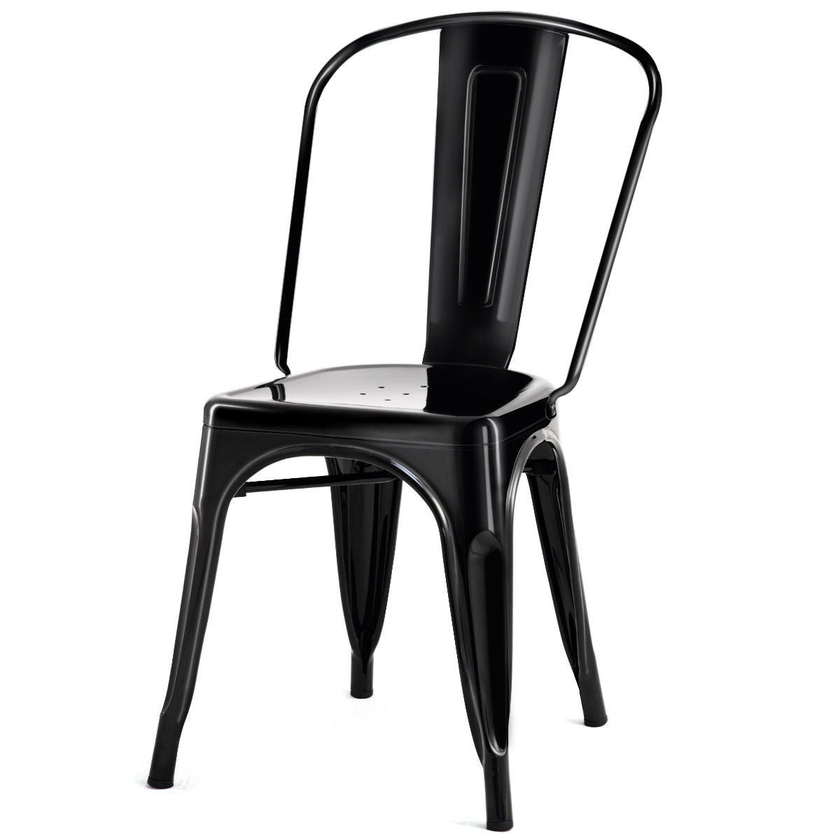 Set of 4 Indoor Outdoor Black Metal Stacking Bistro Dining Chairs-1