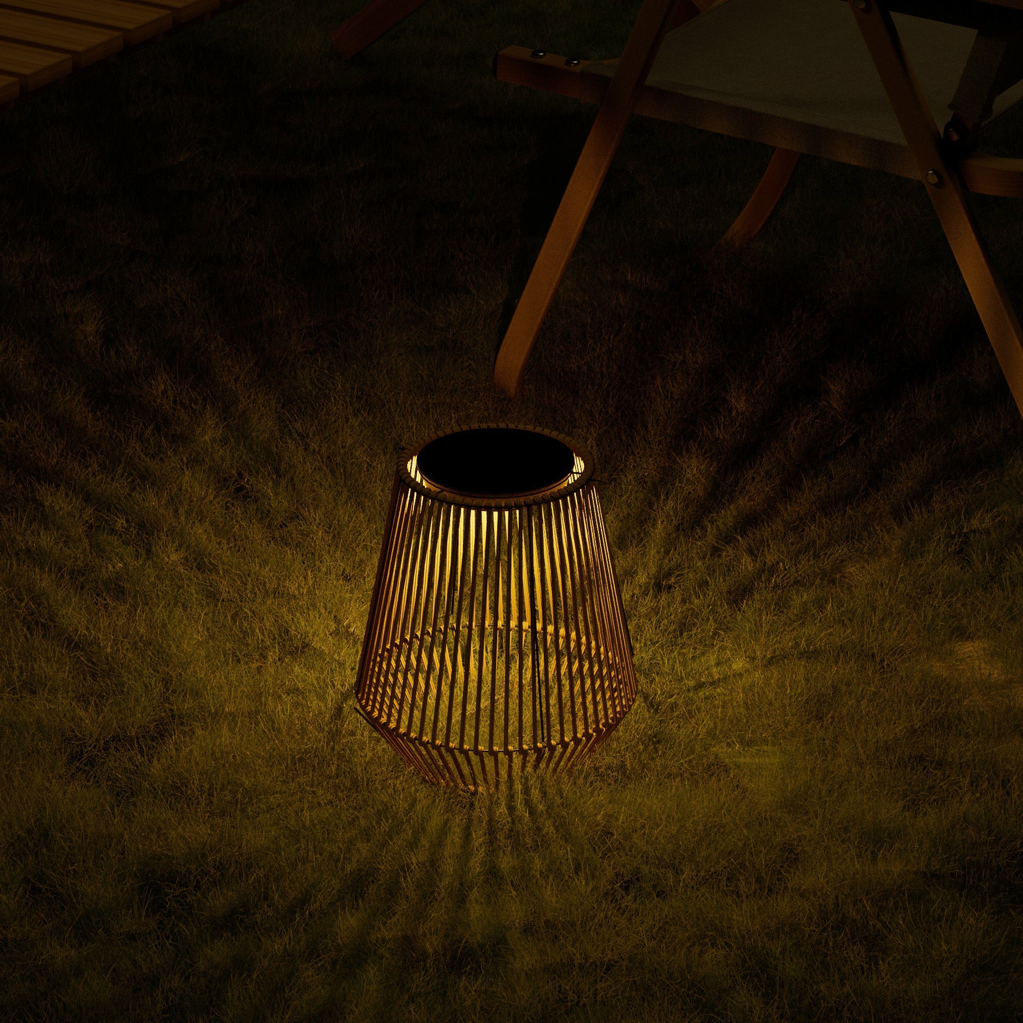 Solar Powered Outdoor Rattan Lantern-4