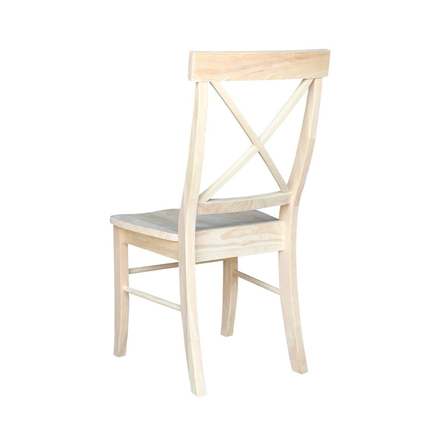 Set of 2 - Unfinished Wood Dining Chairs with X-Back Seat Backrest-2