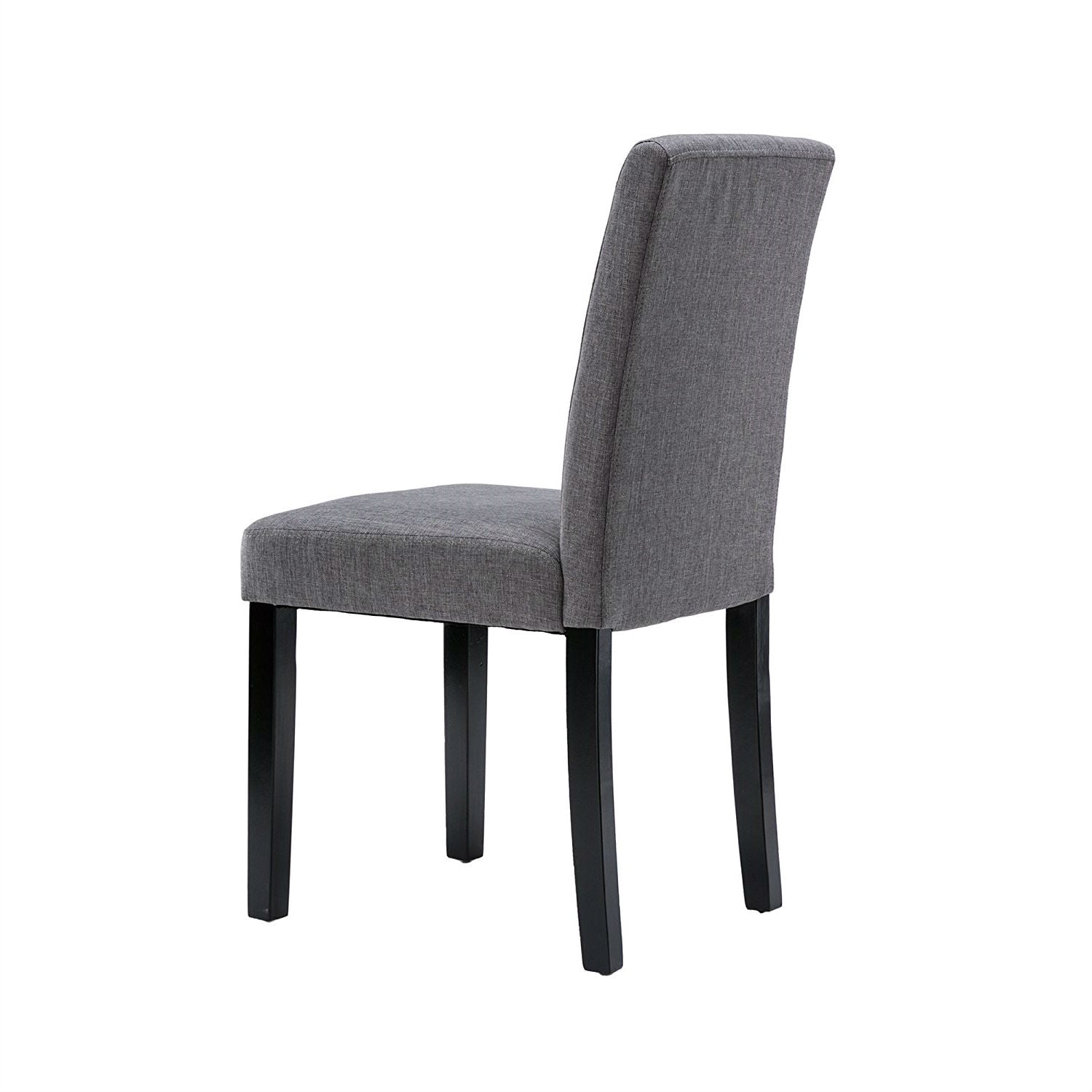 Set of 2 - Grey Fabric Dining Chairs with Black Wood Legs-1