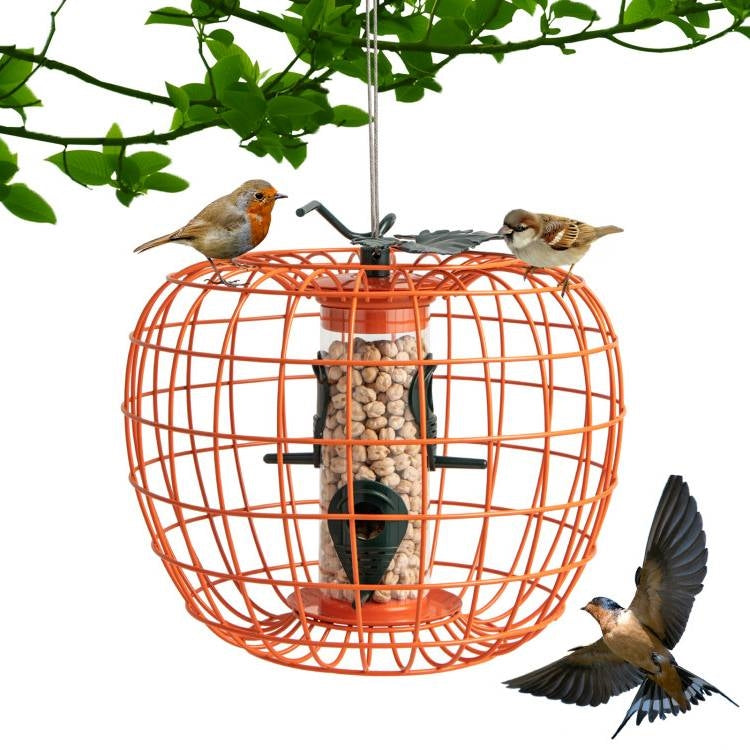 Outdoor Squirrel Resistant Orange Metal Mesh Small Bird Feeder-0