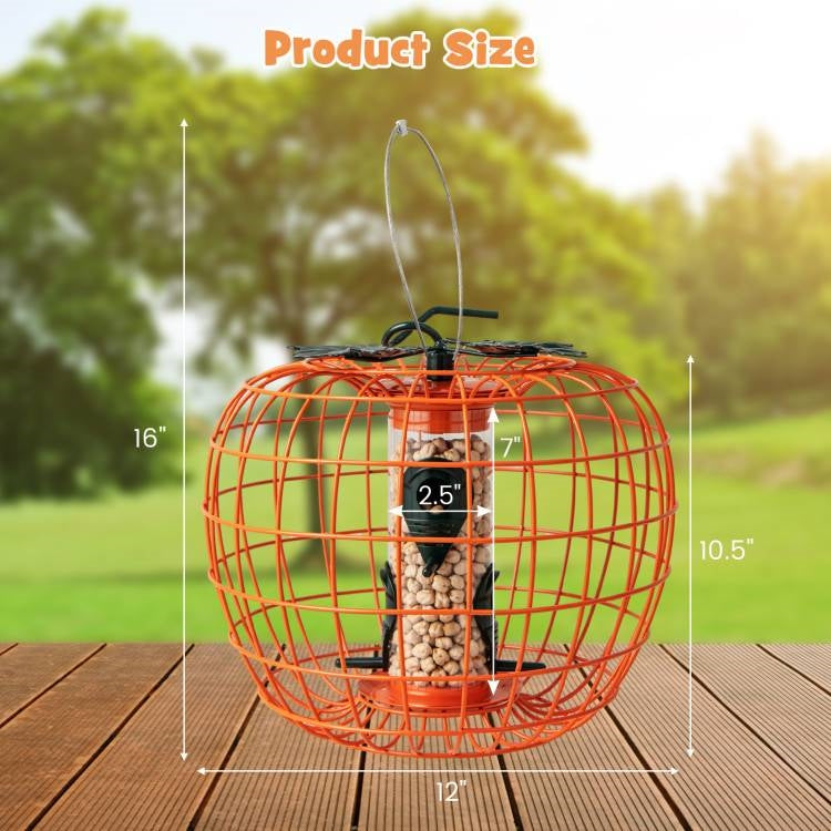 Outdoor Squirrel Resistant Orange Metal Mesh Small Bird Feeder-4