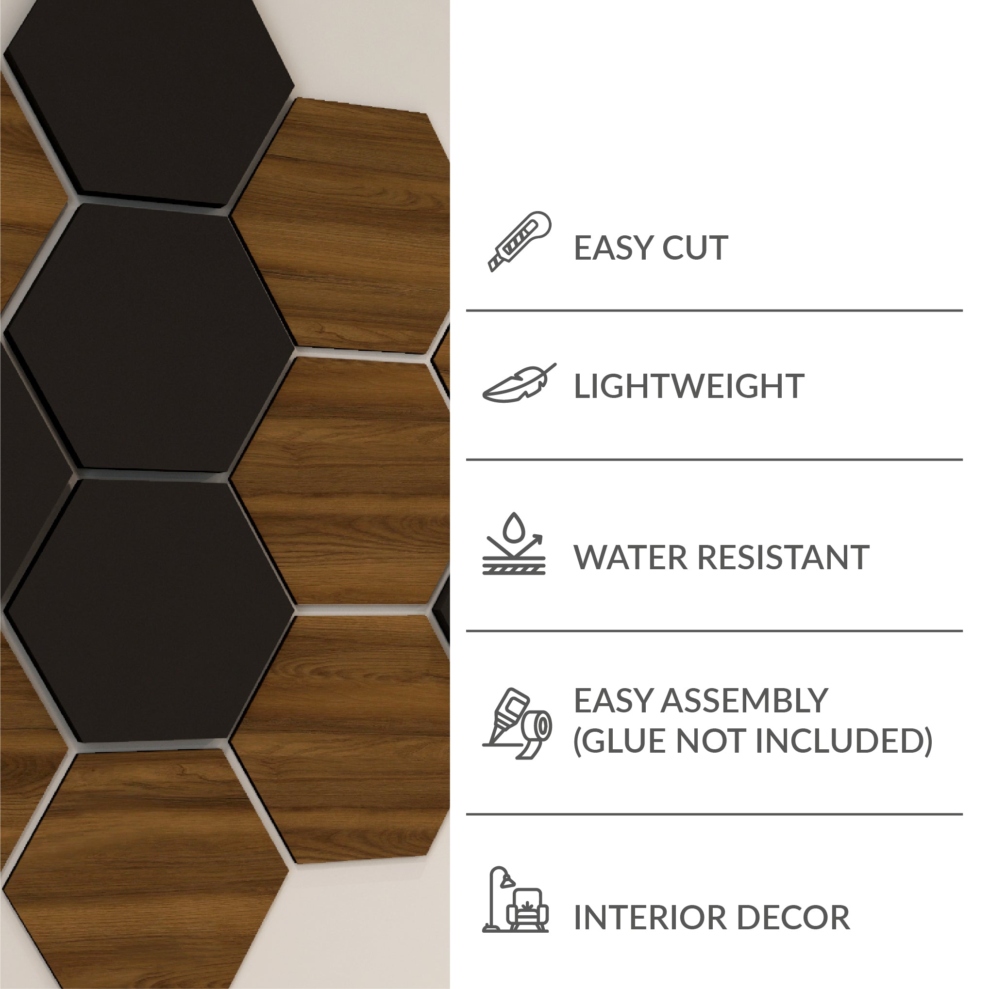 Black and Dark Wood Hexagons-4