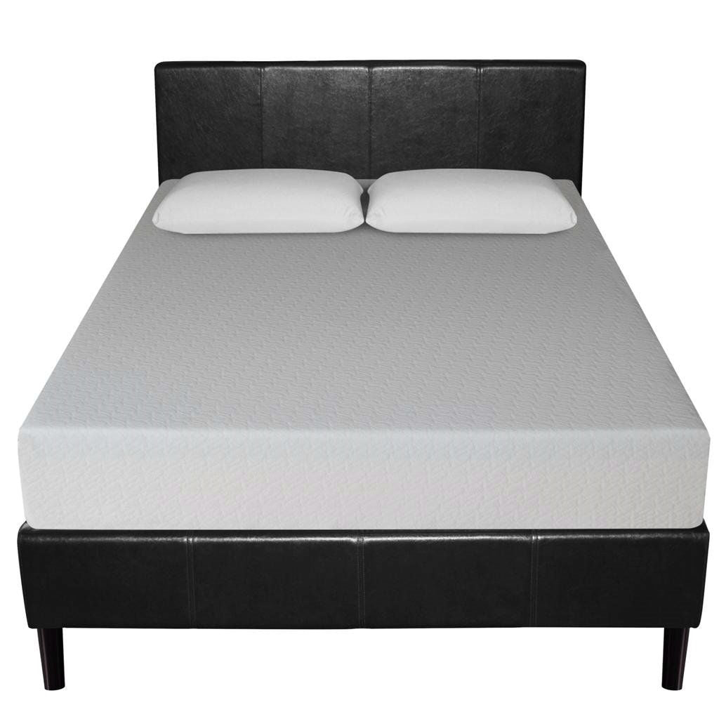 Full size Modern Platform Bed with Espresso Faux Leather Headboard-2