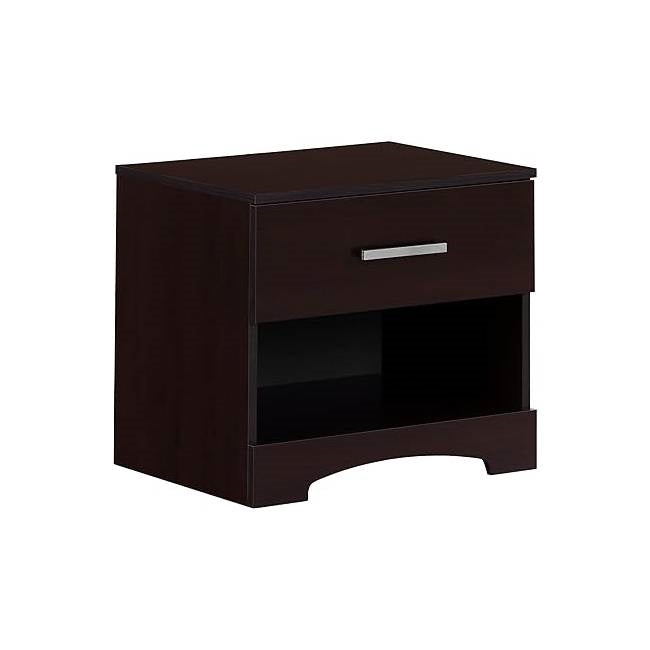 Modern 1 Drawer Nightstand End Side Table Storage in Dark Brown-0