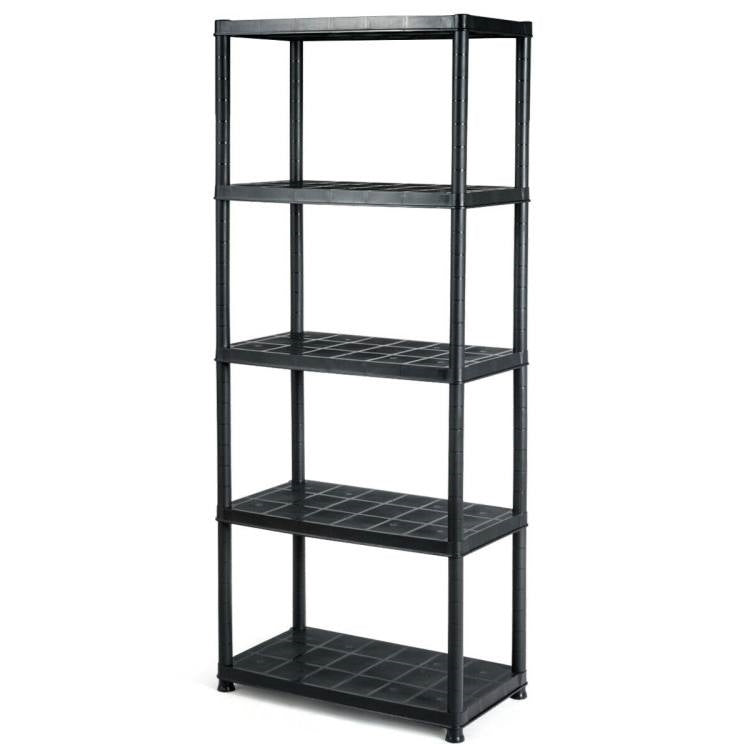 Black 5-Tier Heavy Duty Shelving Unit Bookcase Garage Kitchen Storage Shelf-0