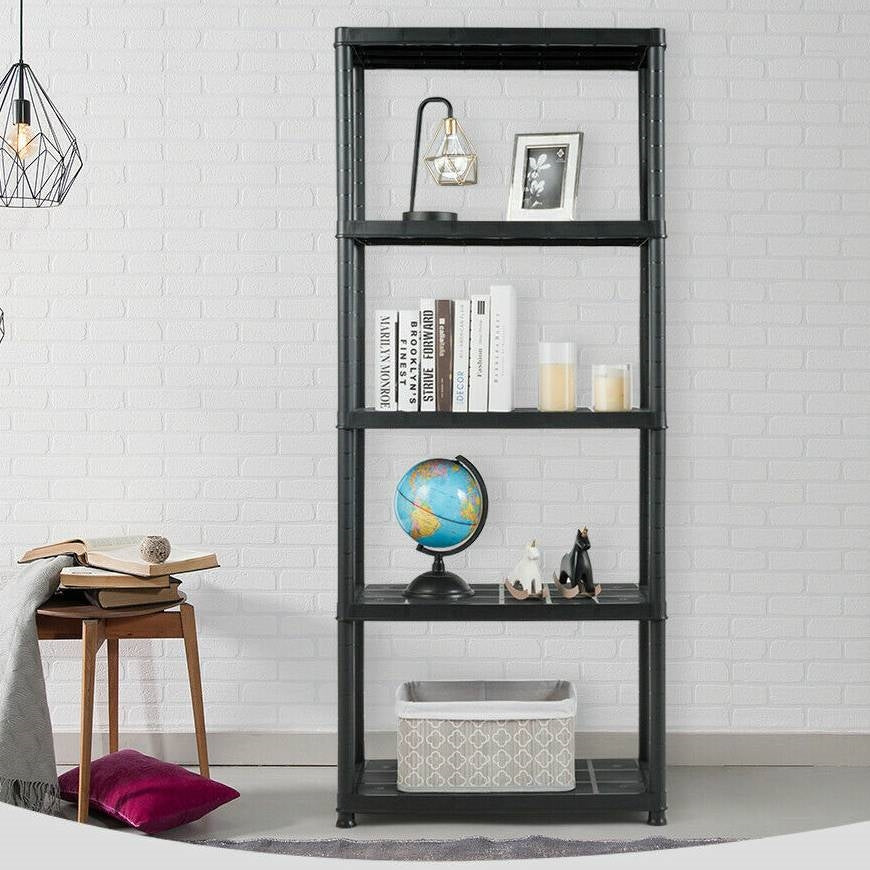 Black 5-Tier Heavy Duty Shelving Unit Bookcase Garage Kitchen Storage Shelf-1