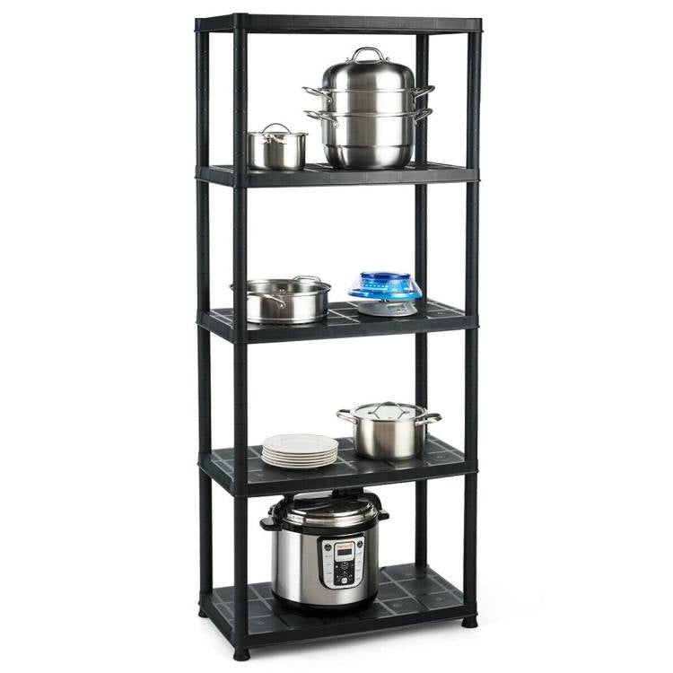 Black 5-Tier Heavy Duty Shelving Unit Bookcase Garage Kitchen Storage Shelf-3