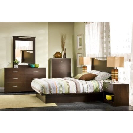 Modern 6-Drawer Bedroom Dresser in Chocolate Wood Finish-1