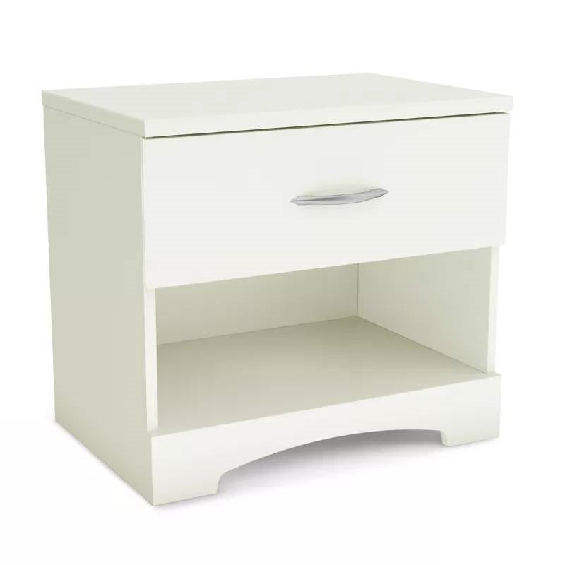 Modern 1 Drawer Nightstand End Side Table Storage in White-0