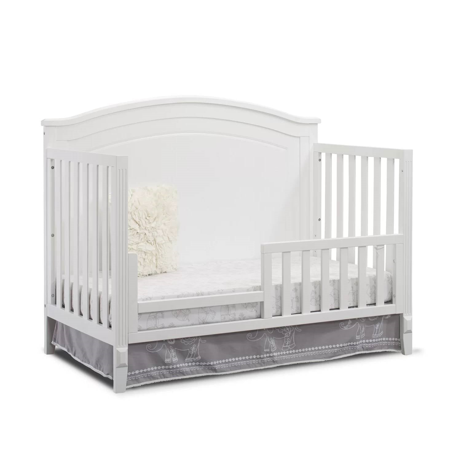 SF Home Solid Wood Toddler Bed Rail in White Finish - Crib Sold Separately-1