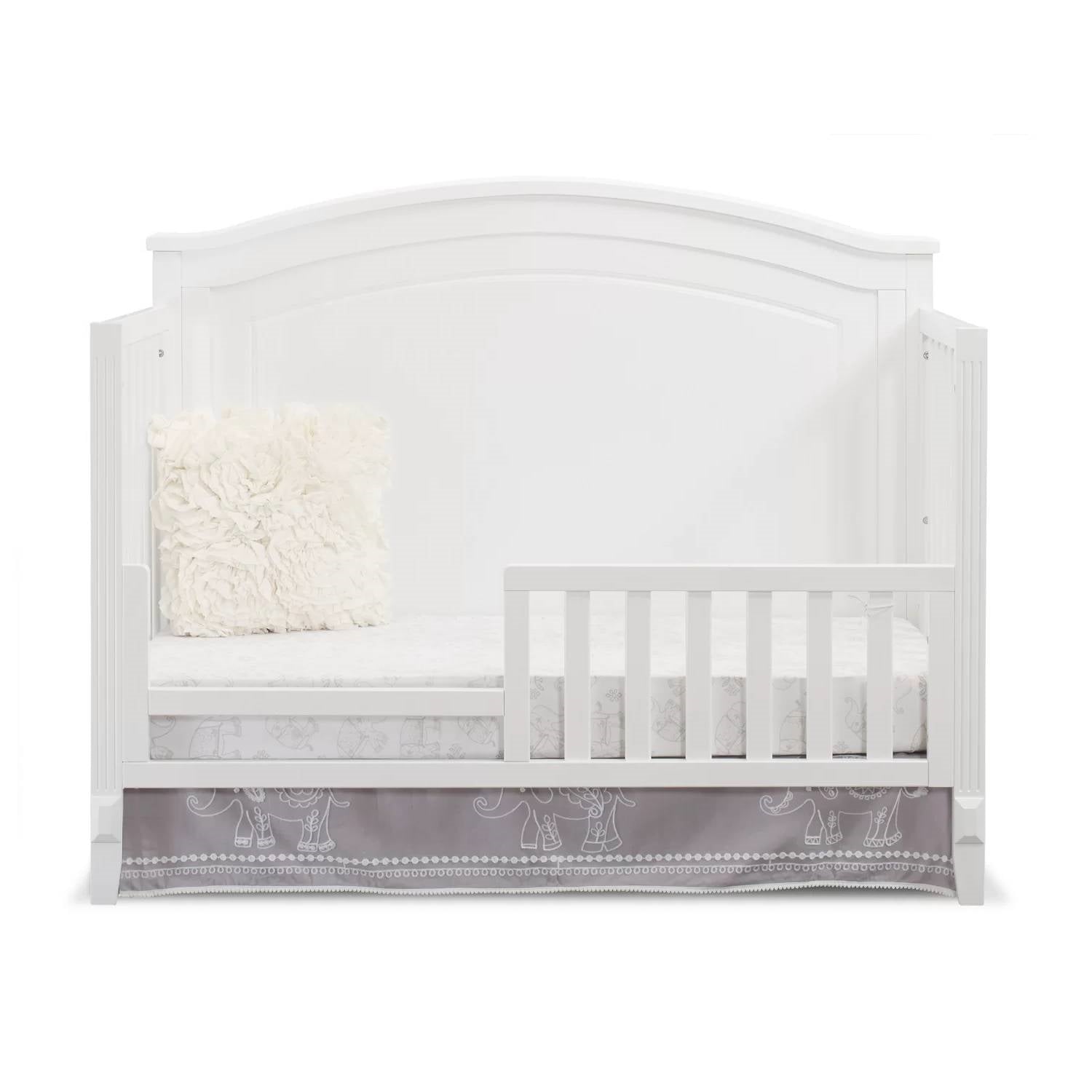 SF Home Solid Wood Toddler Bed Rail in White Finish - Crib Sold Separately-2