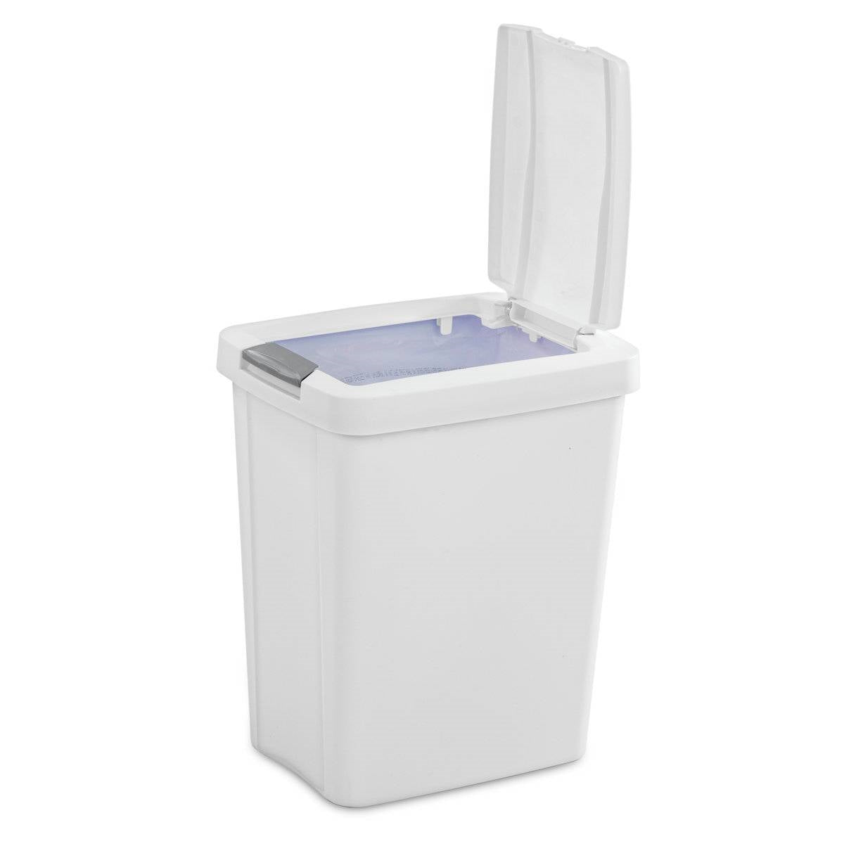 Set of 4 - White 8 Gallon Latch Top Kitchen Wastebasket Trash Can-1