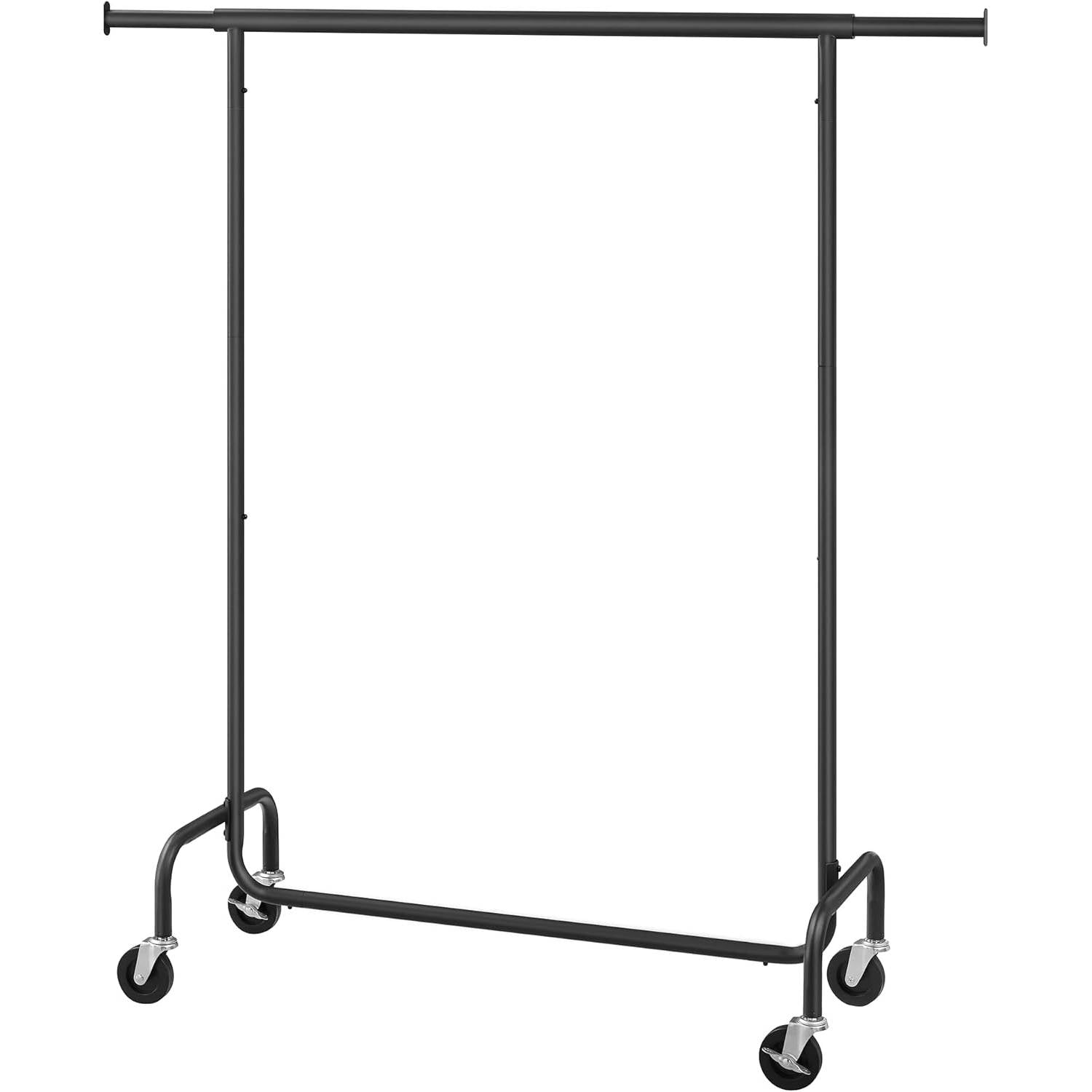 Matte Black Heavy Duty Metal Garment Rack Clothes Hanging Bar on Wheels-0