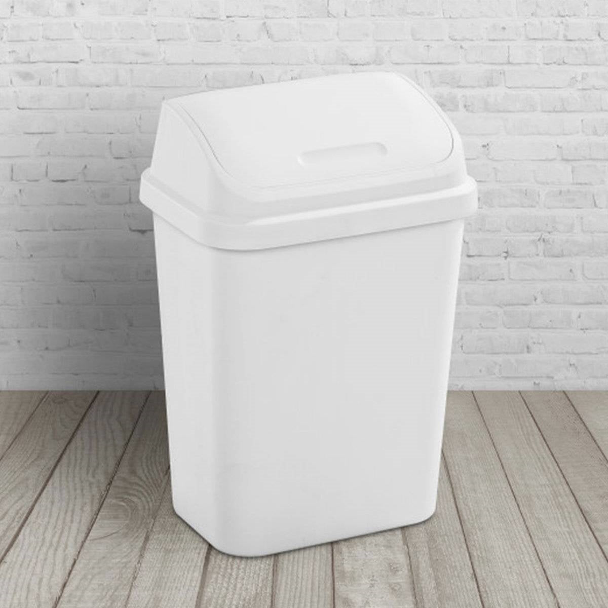 Set of 6 - White 7.8 Gallon Swing Top Kitchen Wastebasket Trash Can-1