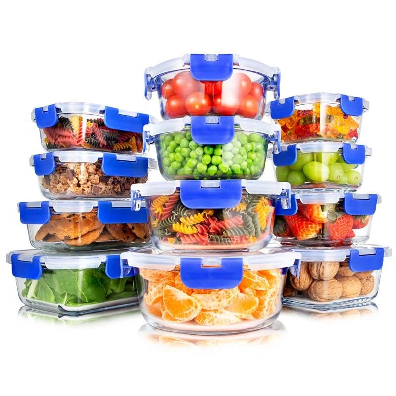 24-Piece Glass Food Storage Container Bakeware Set with Snap Locking Lids-0