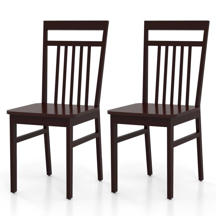 Set of 2- Modern Farmhouse Dark Wood High Back Dining Chair 280 lbs. Max Weight-0